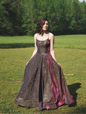 David's Bridal | Dresses | Davids Bridal Jules And Cleo Sparkle Lace Dress  With Corset Bodice In Navy | Poshmark